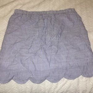 Blue Striped Scallop Skirt